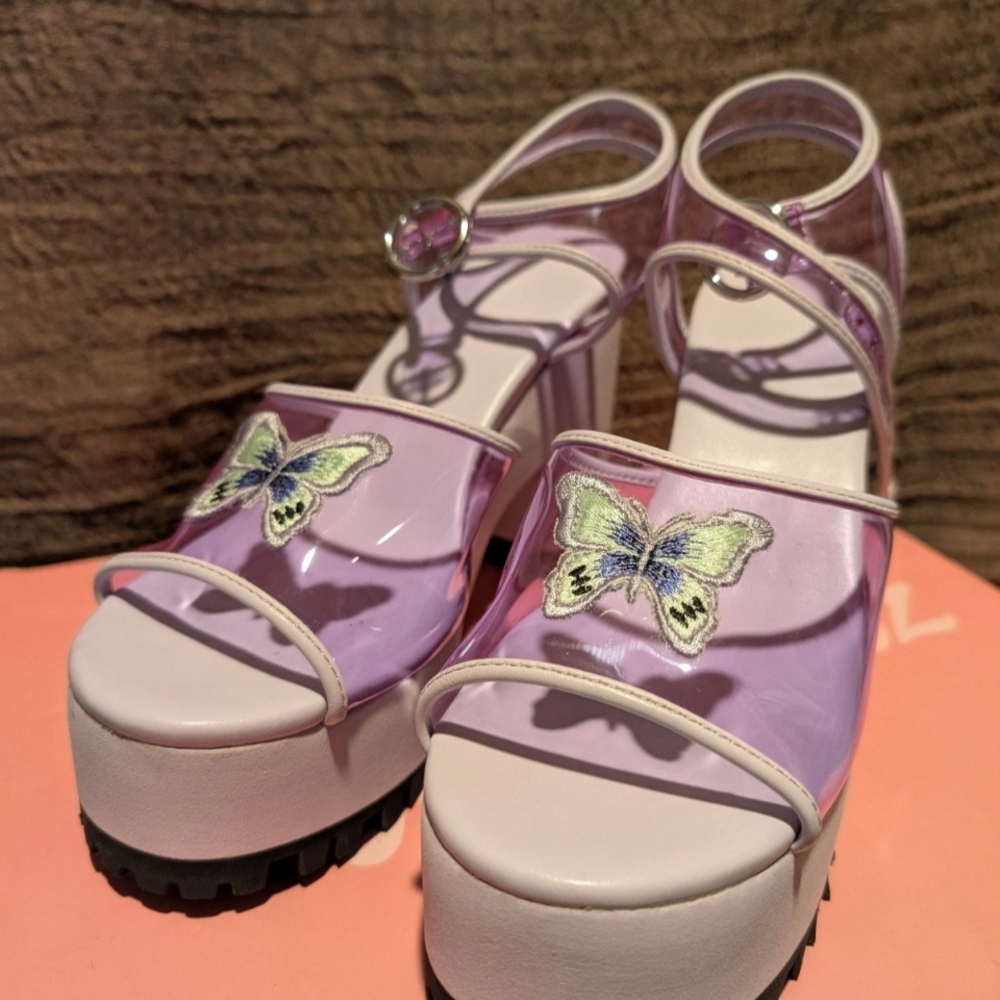 Purple Butterfly Platform Sandals
